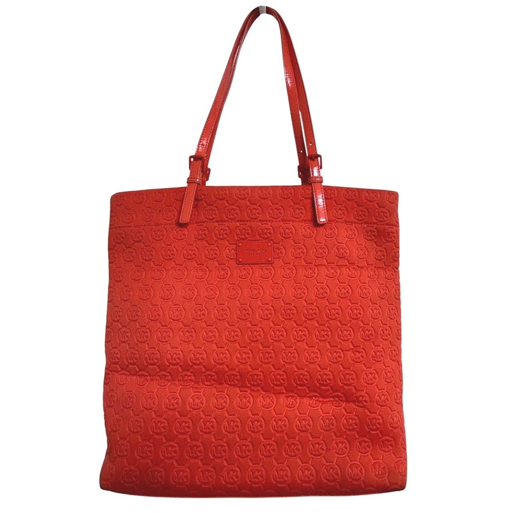 Michael Kors Orange MK Logo Embossed‎ Tote Bag Large Shoulder Purse